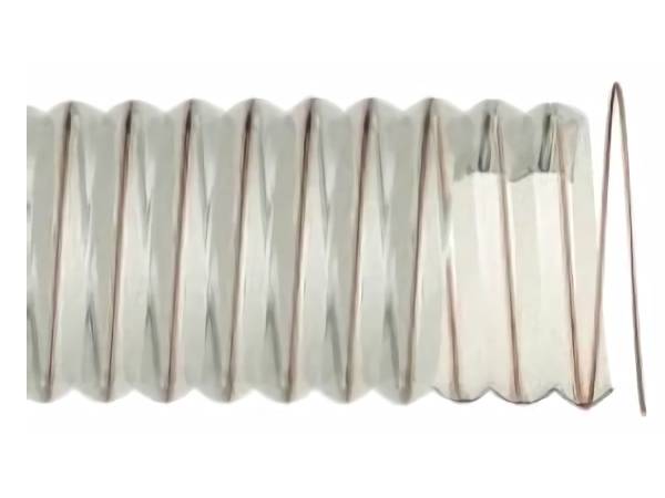 Industrial hose for material transport service with spiral galvanized steel reinforcement